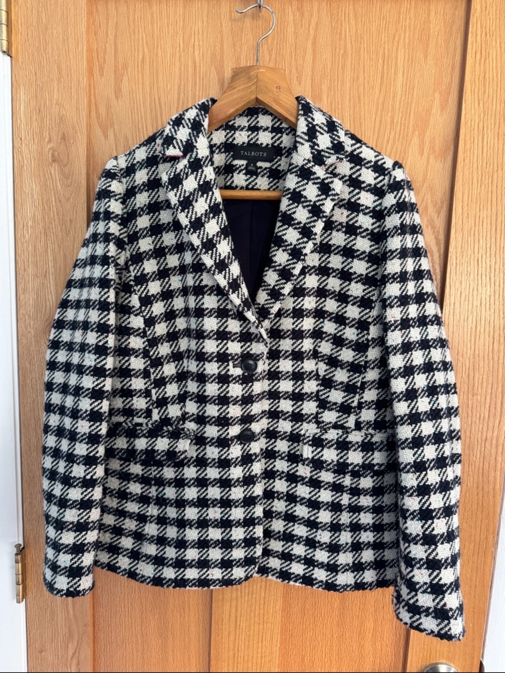 Talbots Navy & White Houndstooth Blazer